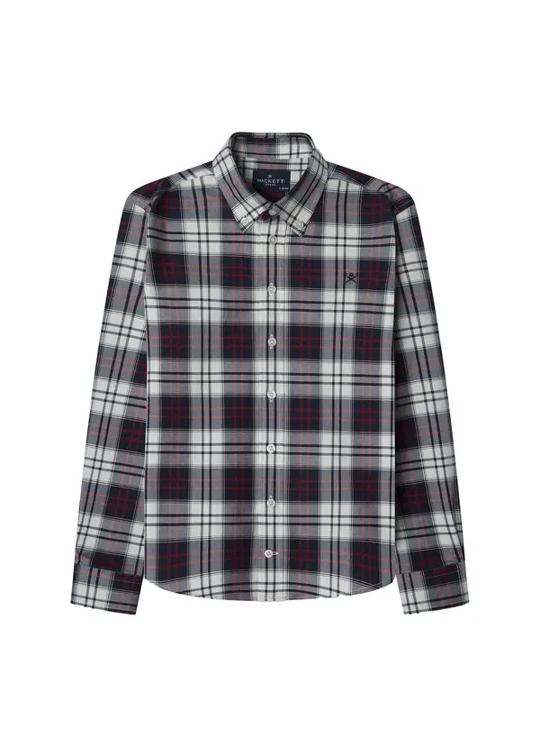 Classic Fit White Plaid Flannel Shirt