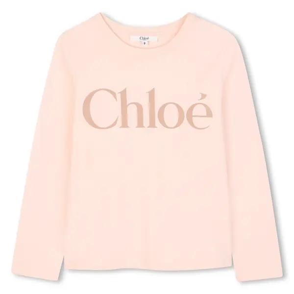 Cotton Long Sleeve Top with Logo - Junior