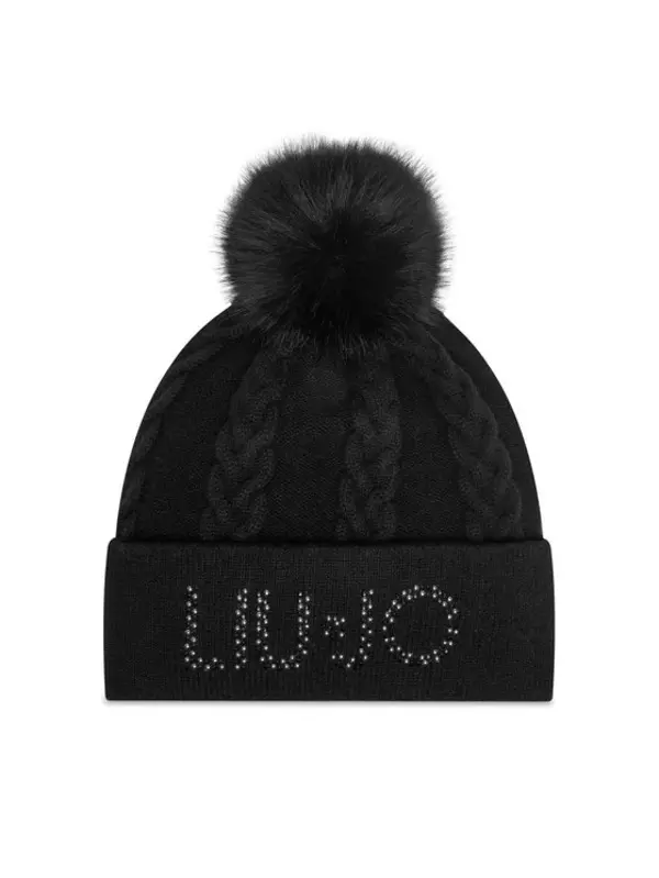 Knit Hat with Rhinstone Logo Image