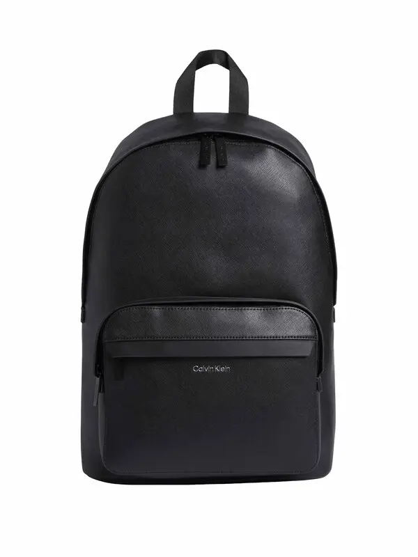 Leather Round Backpack with Logo Image