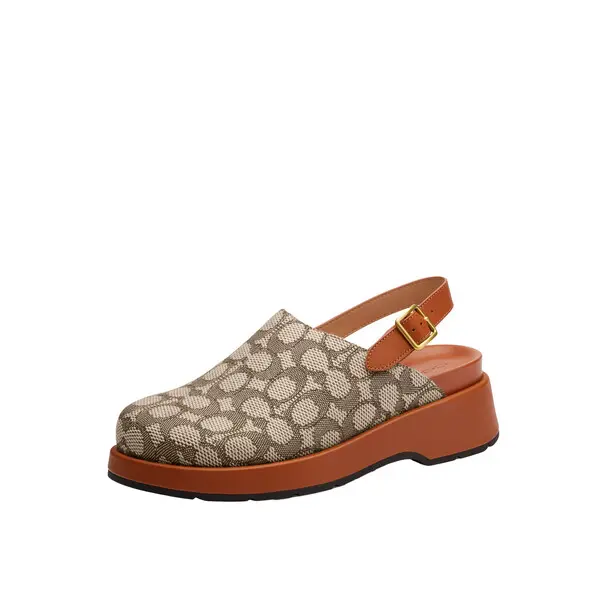 Sculpted C platform Clog in signature textile jacquard