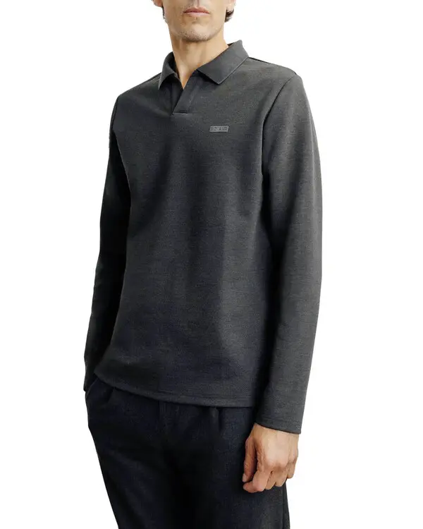 Long-sleeved open-neck polo shirt