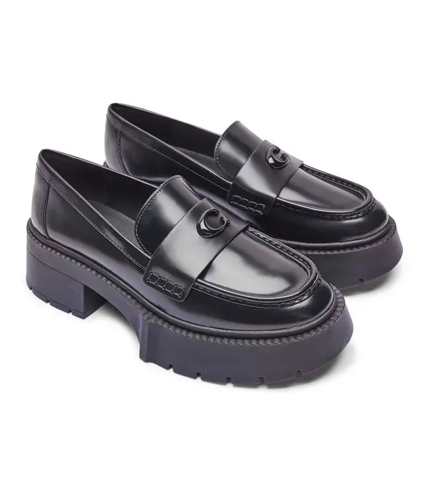 Leah platform leather loafers