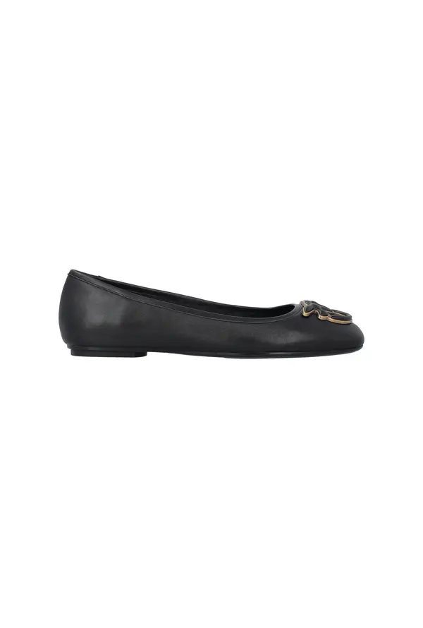 Flat nappa leather ballet flats with Love Birds logo