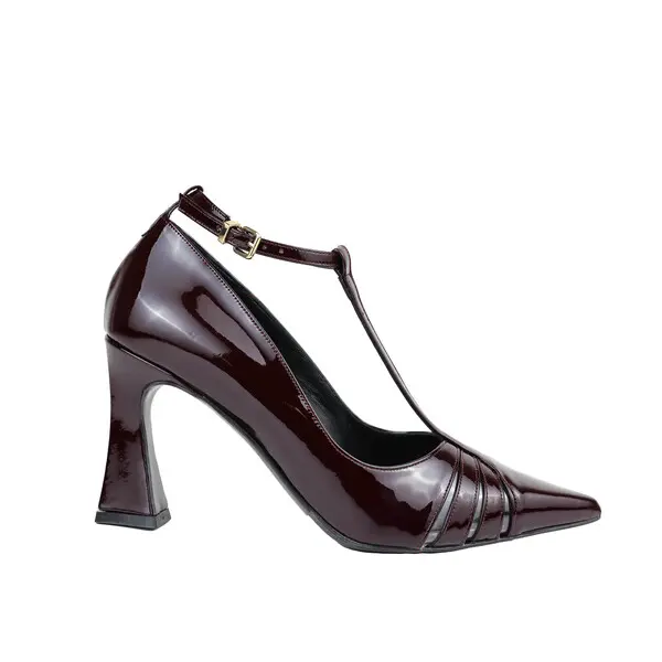 T-Strap Pumps With Flared Heel