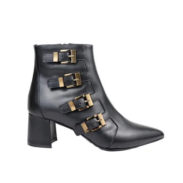 Leather Ankle Boots With Multiple Buckles
