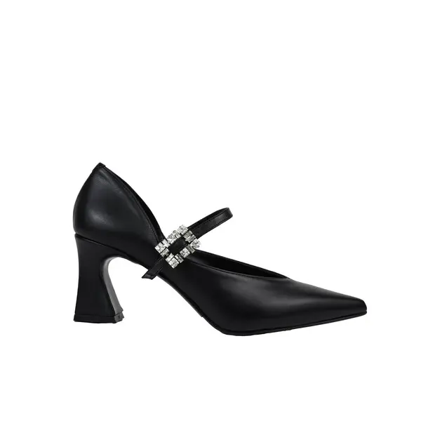 Pointed-Toe Pumps With Rhinestone Buckle