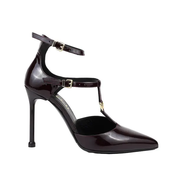 Suede T-Strap Stiletto Heels Pump