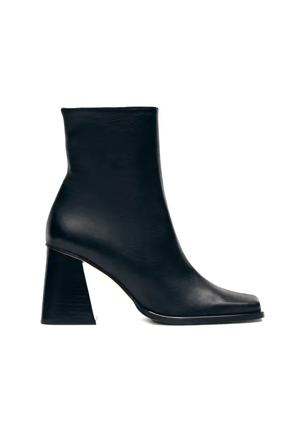 Square-Toe Block-Heel Ankle Boot