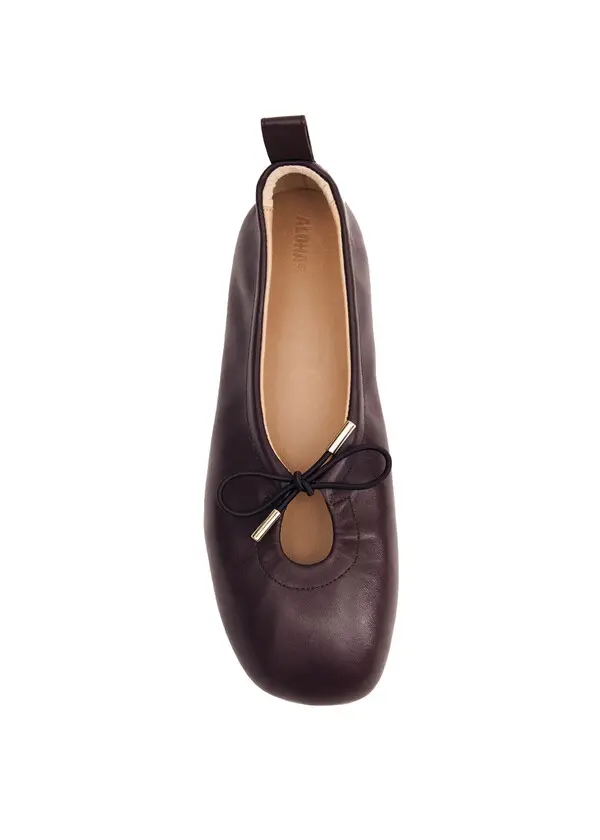 Leather Cut-Out Ballet Flats