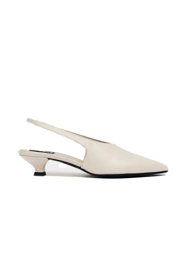 Leather Kitten-Heel Slingback Pump