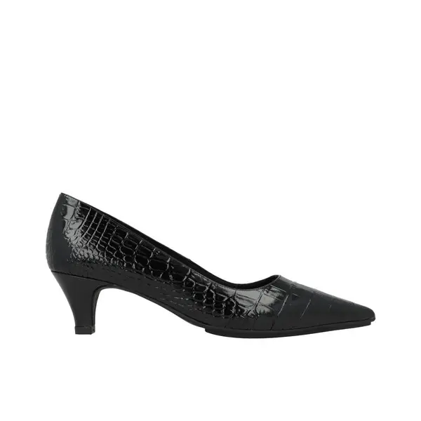Kitten Heel Crocodile-effect Leather Pump