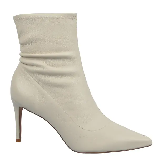 Ruched Stiletto Leather Ankle Boots
