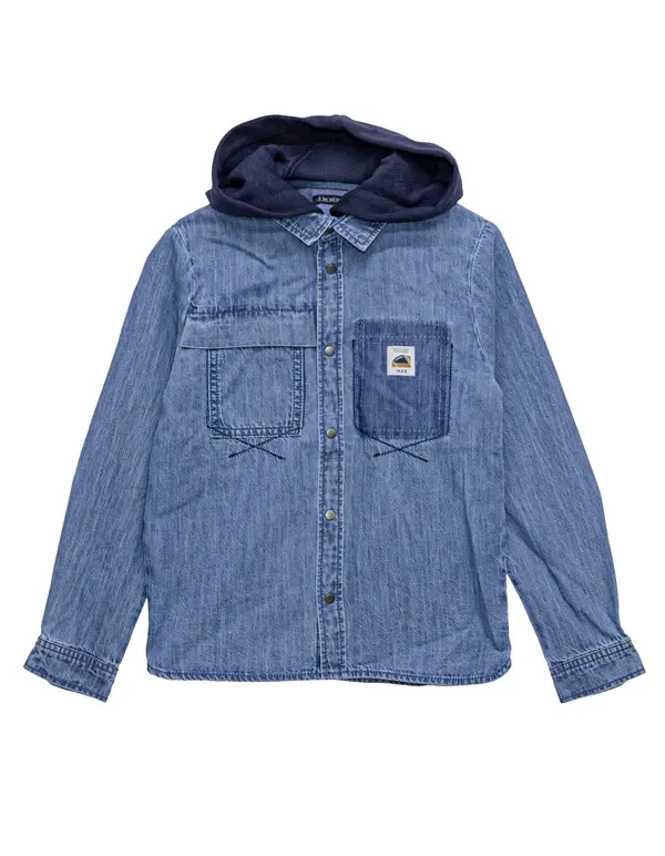 Denim Shirt With Removable Hood