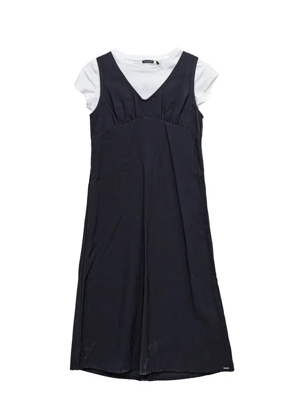 2-In-1 Black Midi Dress And White Cropped T-Shirt