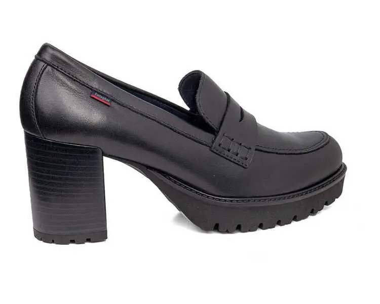 Leather Platform Heeled Loafer