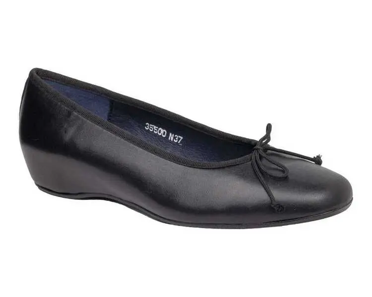 Leather Ballet Wedge With Bow