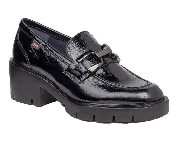 Patent Leather Platform Loafer With Buckle