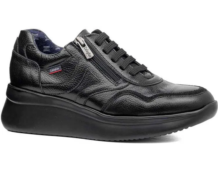 Leather Platform Sneaker With Side Zipper