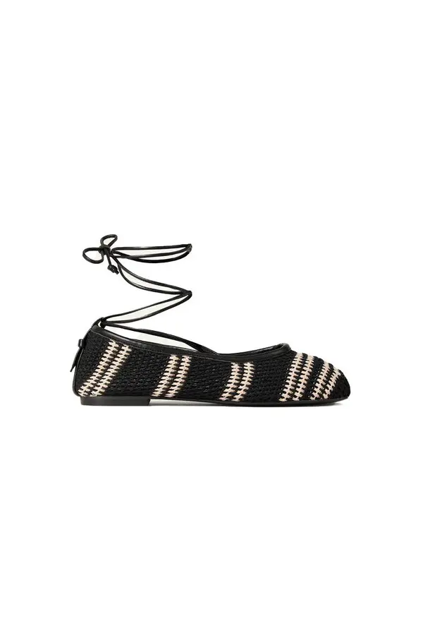 Crocheted Striped Ballet Flats