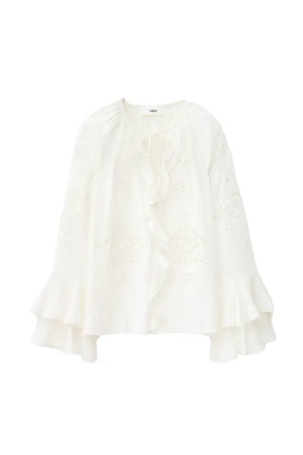 Loose Fit Long Sleeves Blouse with Ruffles