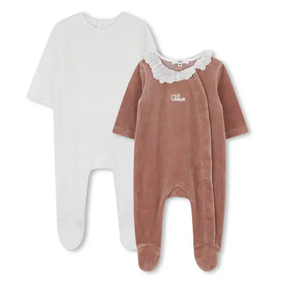 VELVET AND RIB JERSEY PYJAMAS SET - 2 PIECES