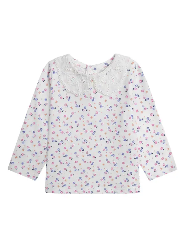Flower-patterned Long Sleeves Top Image