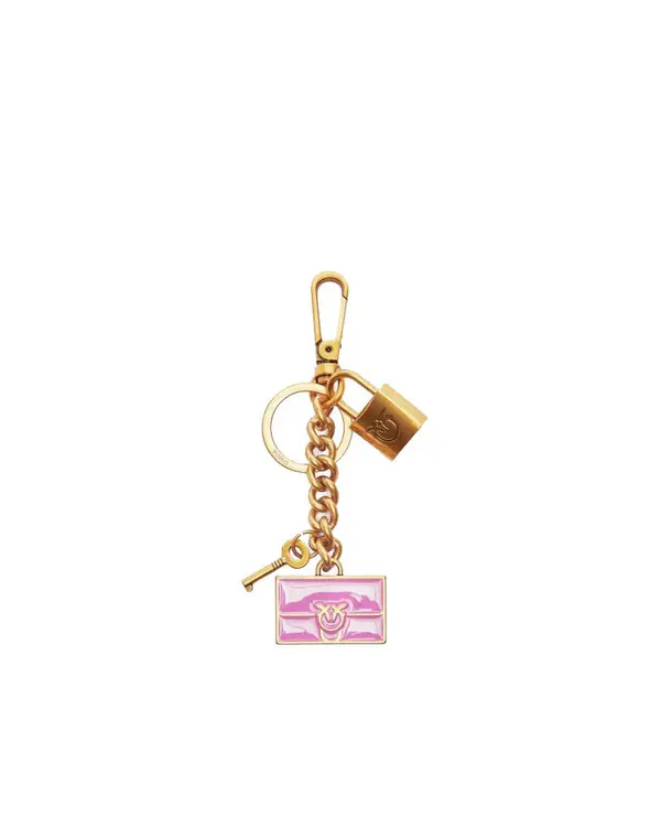 Key Ring with padlock and Love Bag charm