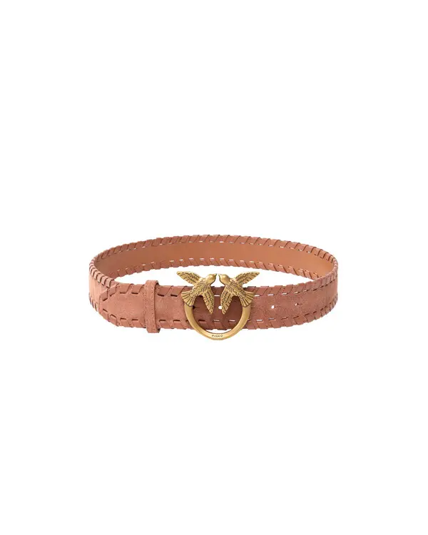 Leather belt with Love Birds buckle 4cm 