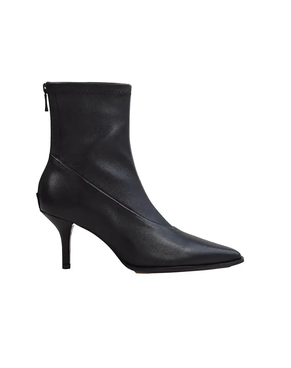 Kitten Heel Pointy Leather Ankle Boots