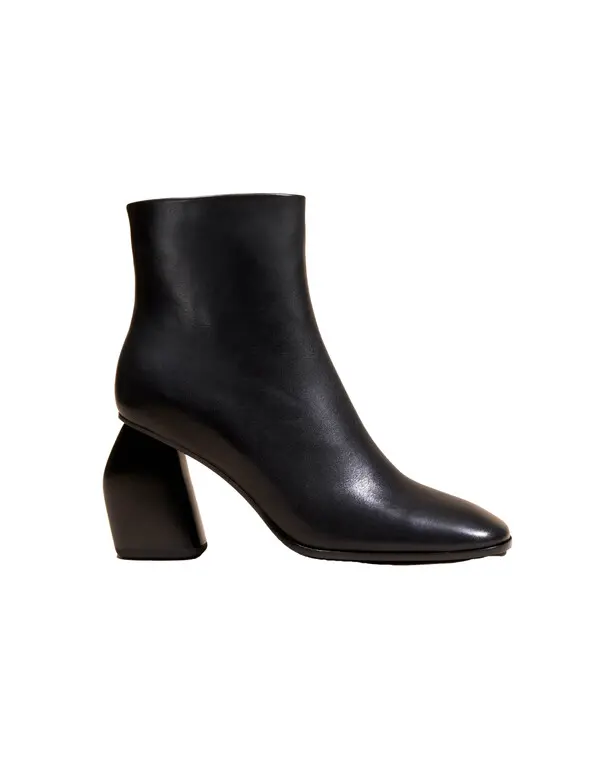 Sculptural Heel Leather Ankle Boots