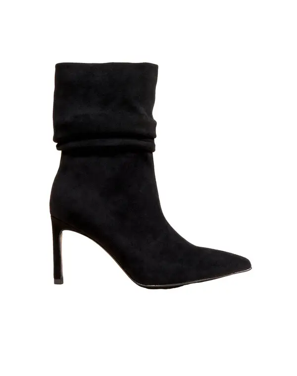 Ruched Suede Ankle Boots