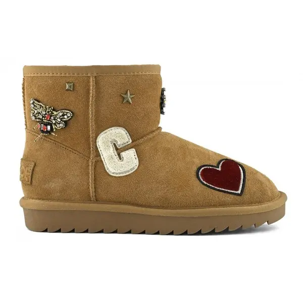Cow Suede Winter Boot With Patches