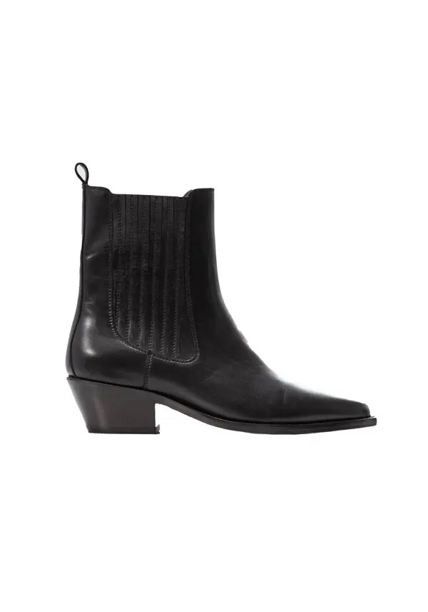 Leather Herringbone Santiag Boots Image