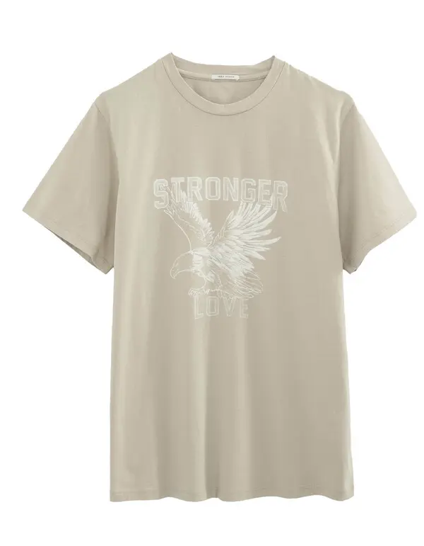 Organic Cotton Eagle Image Crew Neck T-Shirt