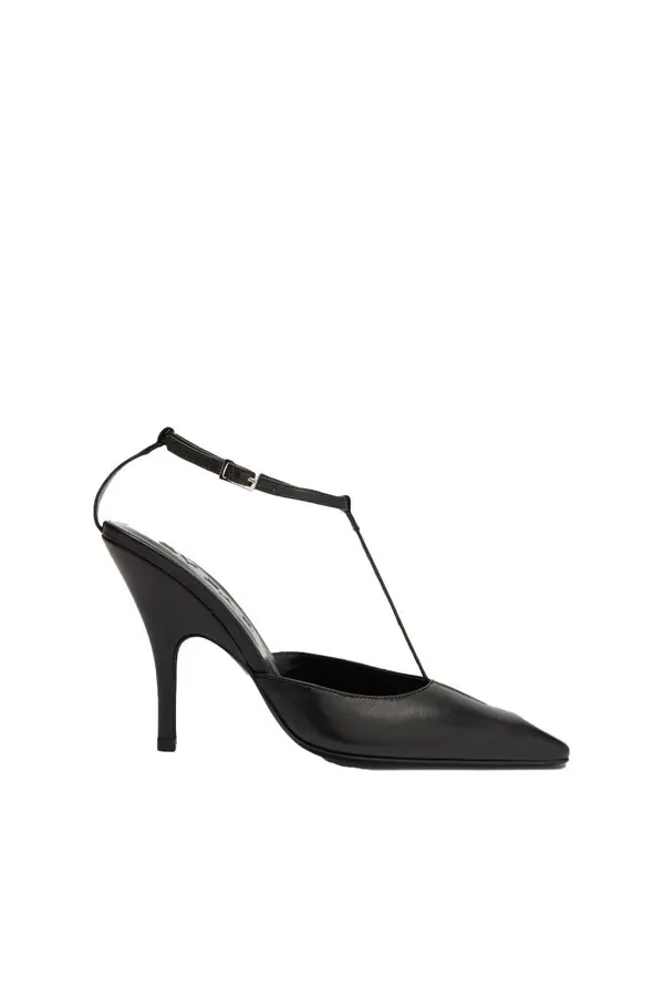 Leather T-strap Pointed-toe Pump