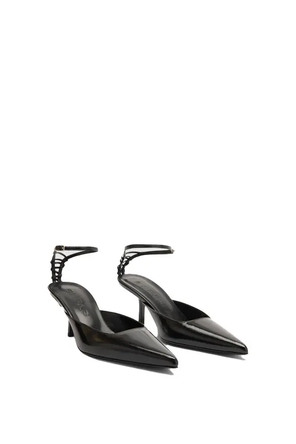 Pointed-Toe Ankle Strap Leather Pump