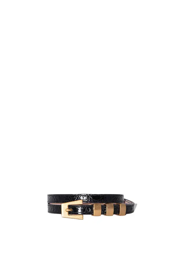 Circular Croco Embossed Leather Belt
