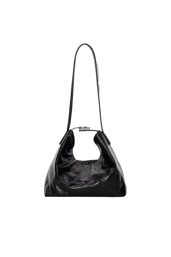 Creased Calf Leather Hobo Bag