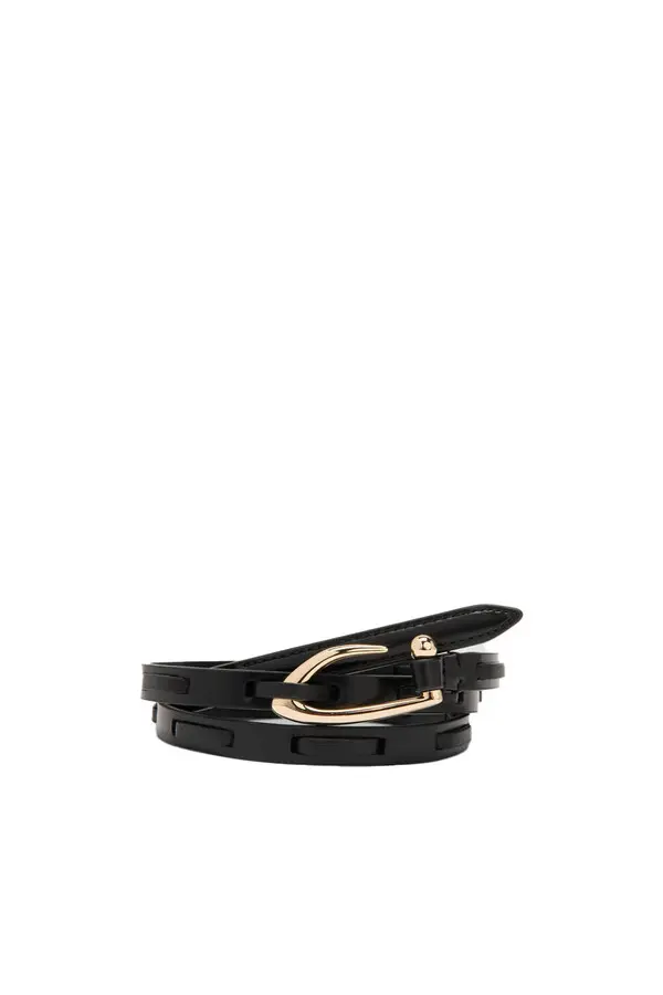 Interlaced Ristretto Semi Patent and Nappa Leather Belt