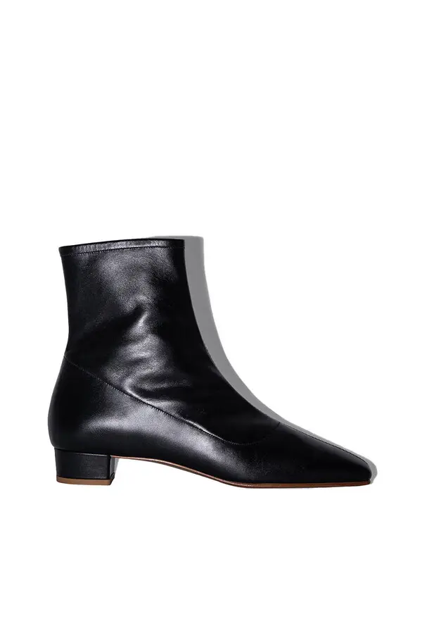 Square Toe Leather Ankle Boots
