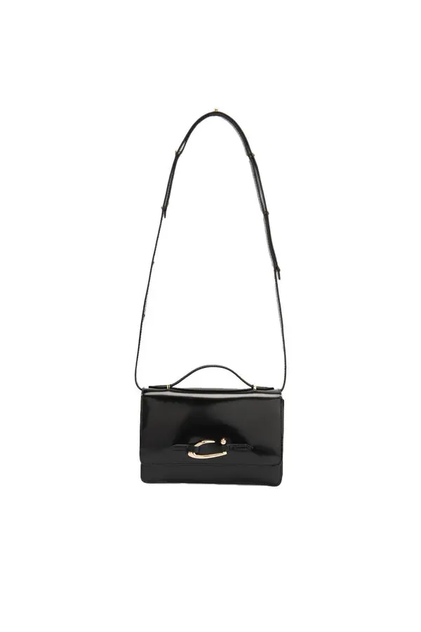 Sleek Minimalist Leather Handbag with Unique Clasp