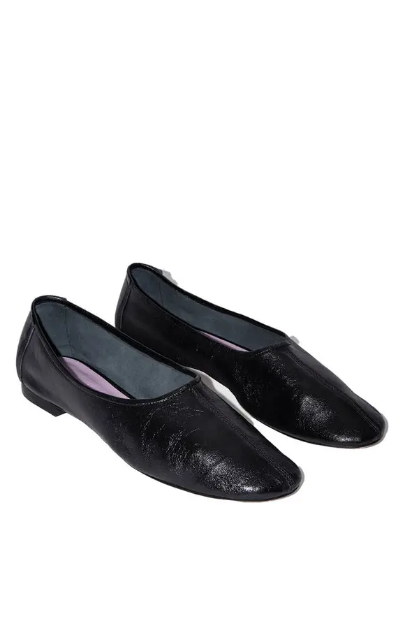 Round Toe Leather Ballerina