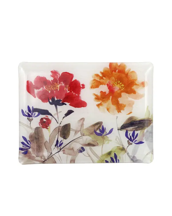 ACRYLIC AND LINEN TRAY 37X28  CM