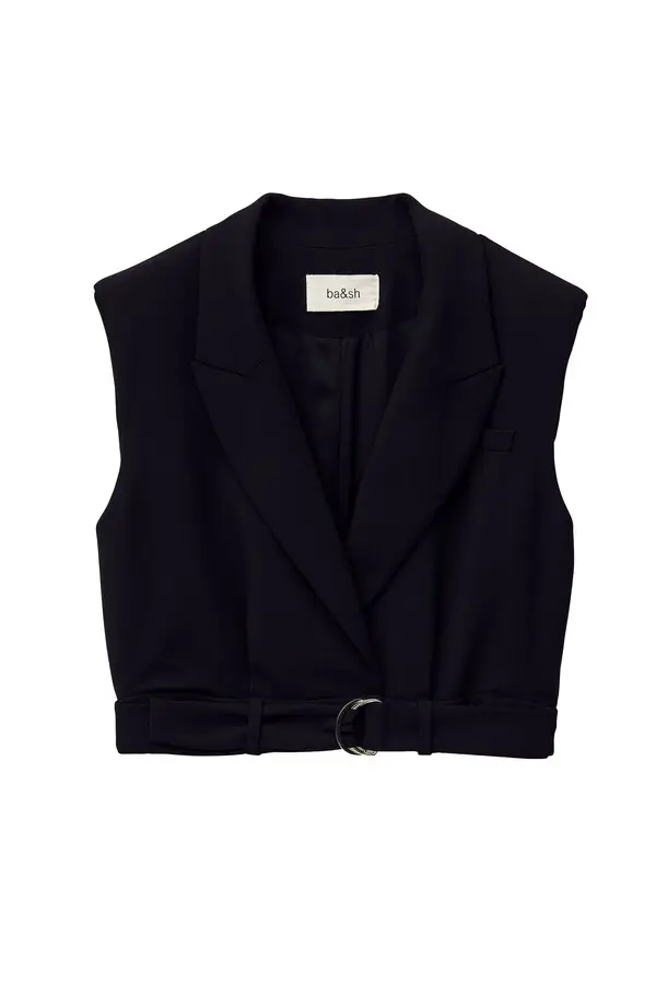 Sleeveless Top with Lapel Collar