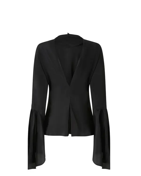 Crepe de Chine Blouse with Rear Neckline