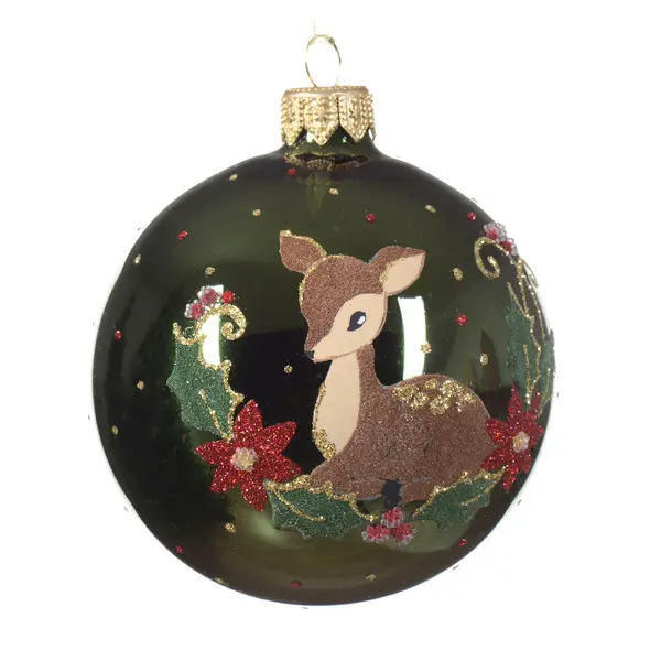 Glass Shiny Reindeer Bauble Image