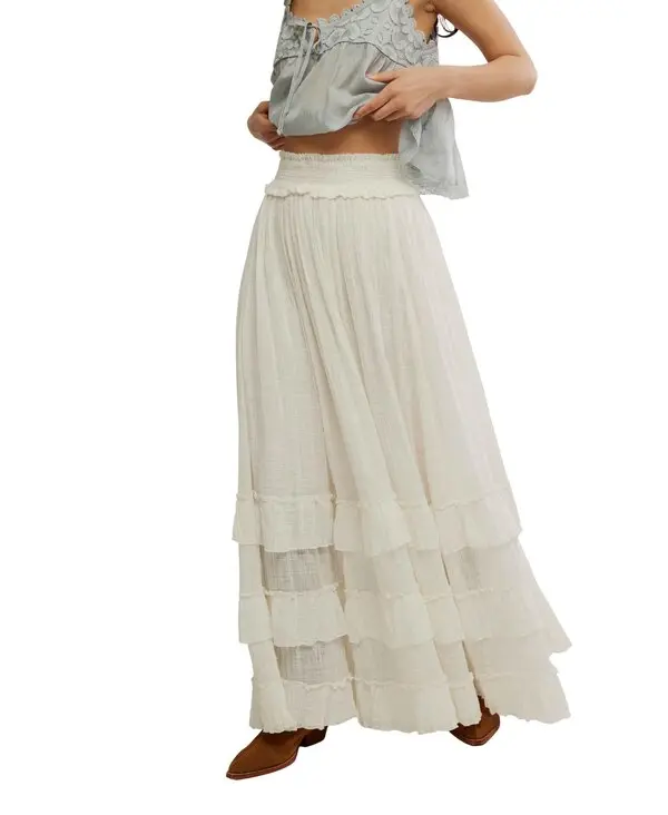 Brynn Mid Rise Tiered Ruffle Maxi Skirt