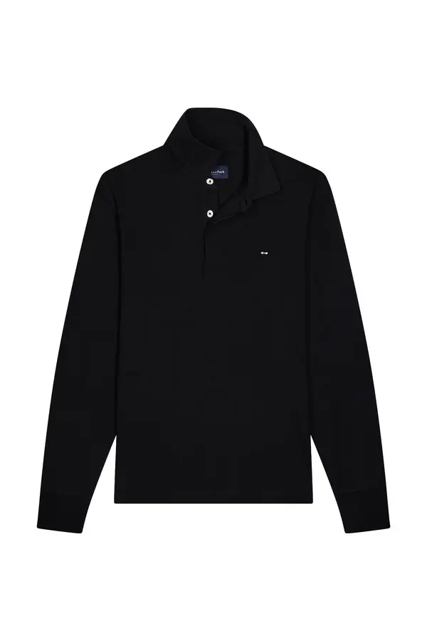 Slim Fit Cotton Long-sleeved Polo Shirt