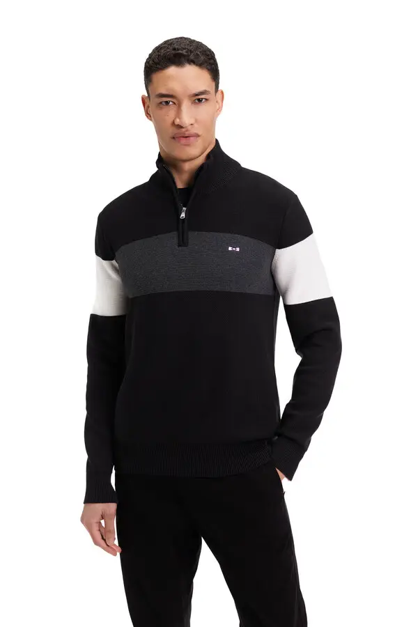 Cotton Crew Neck Sweater with Back Embroidery